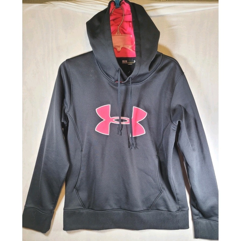 Under Armour UA Storm Women's Hoodie Sweatshirt Size Med Black Pink Kangaroo